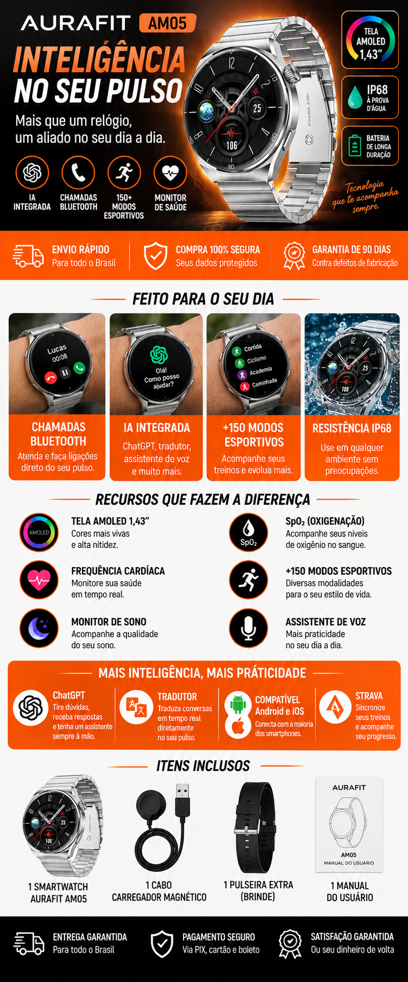 Aurafit Smartwatch IA — descrição completa do produto