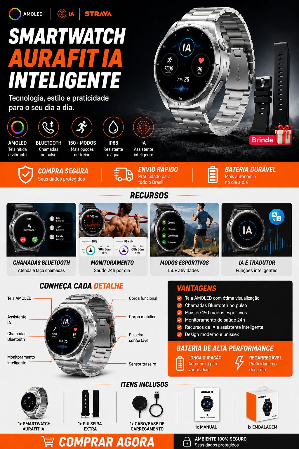Aurafit Smartwatch IA — descrição completa do produto